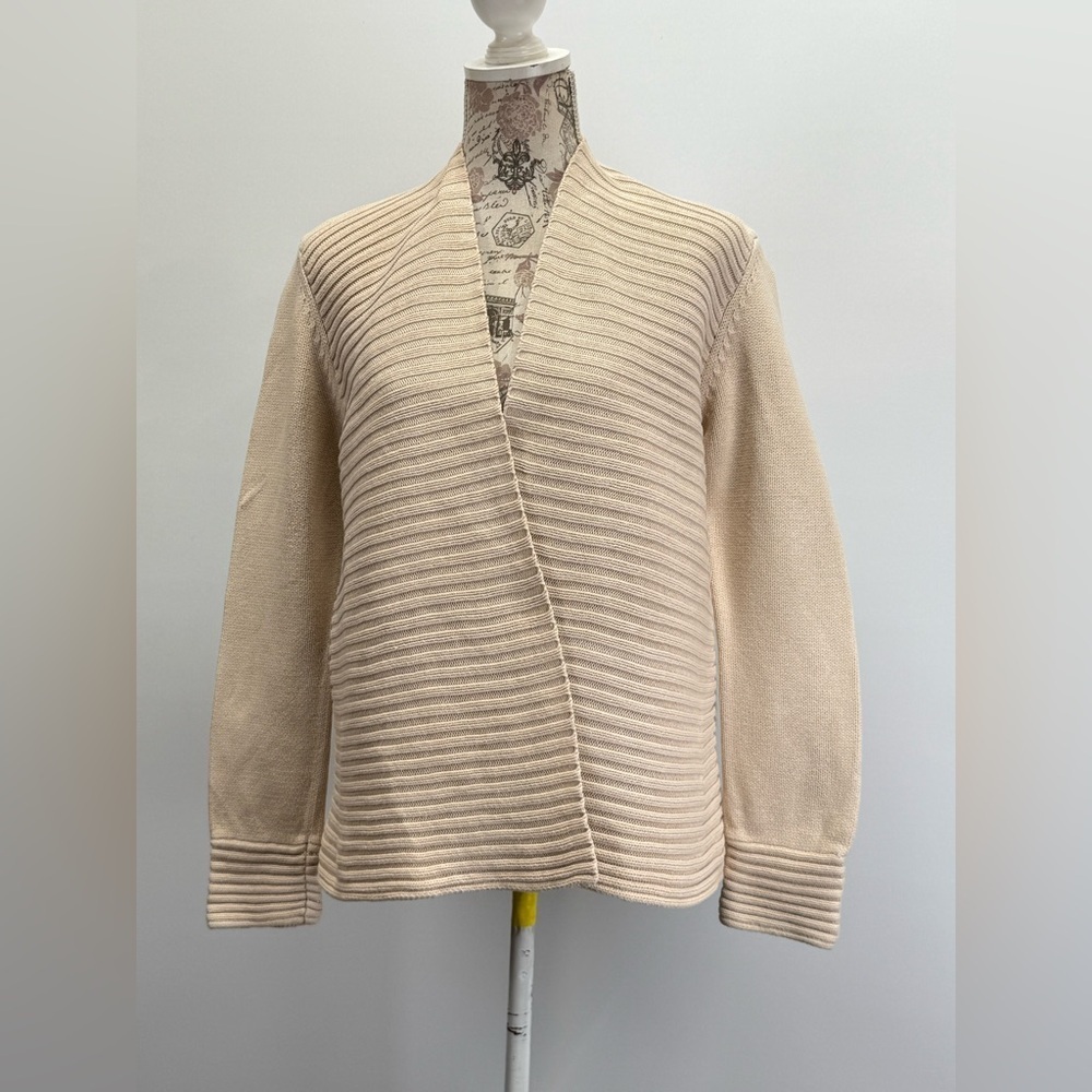 Grace Elements Beige Knit Ribbed Open Cardigan Si… - image 8